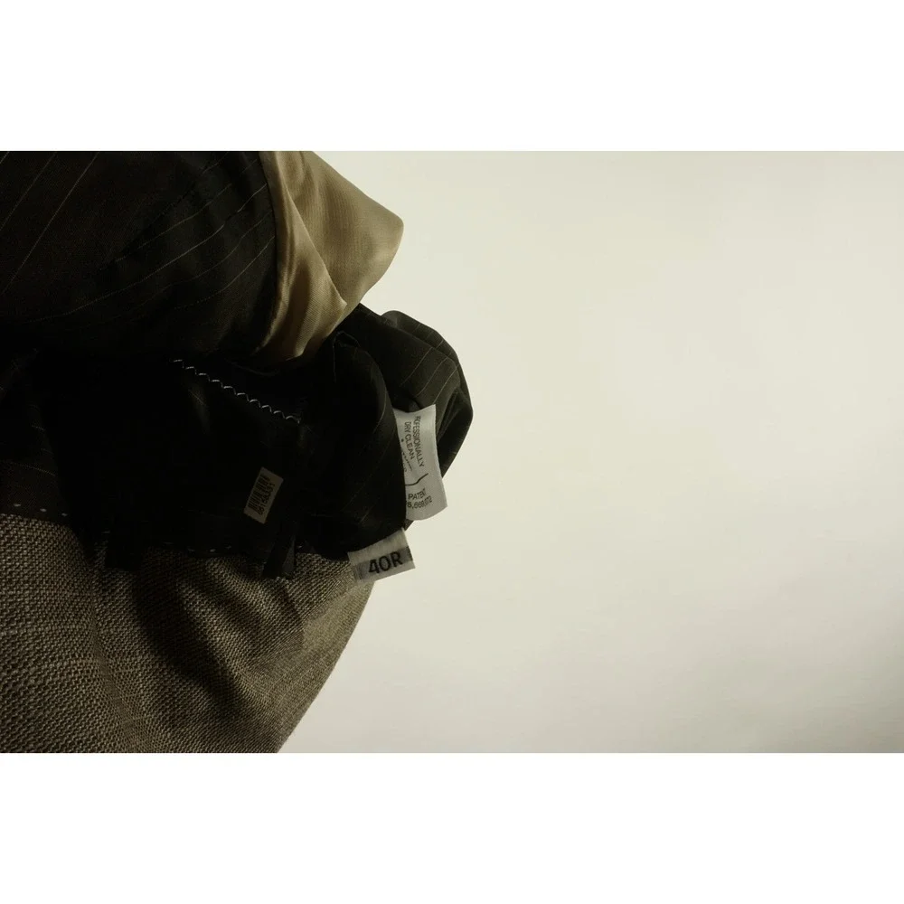 Hart Schaffner Marx Wool Linen Men's 40R Light Brown‎ Woven Plaid Vented Blazer